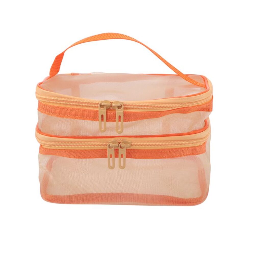 Large Capacity Visible Makeup Bag for Vacation Travel Orange